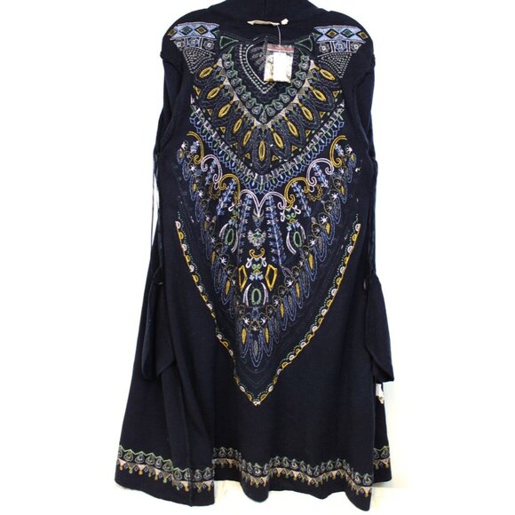 Soft Surroundings Long Black Sweater Cardigan sz 1X NWT Beaded Embroider Flower - Picture 10 of 13